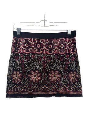 Chelsea & Violet Mini Skirt Sz S Black Sequined Boho Glam Festival Fairy Artsy